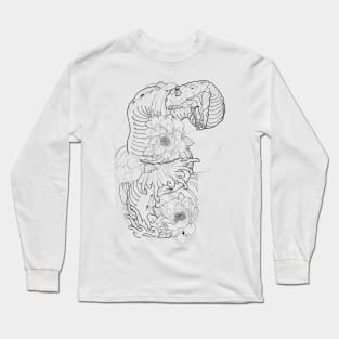 Pencil hand-drawn Snake sleeve design Long Sleeve T-Shirt